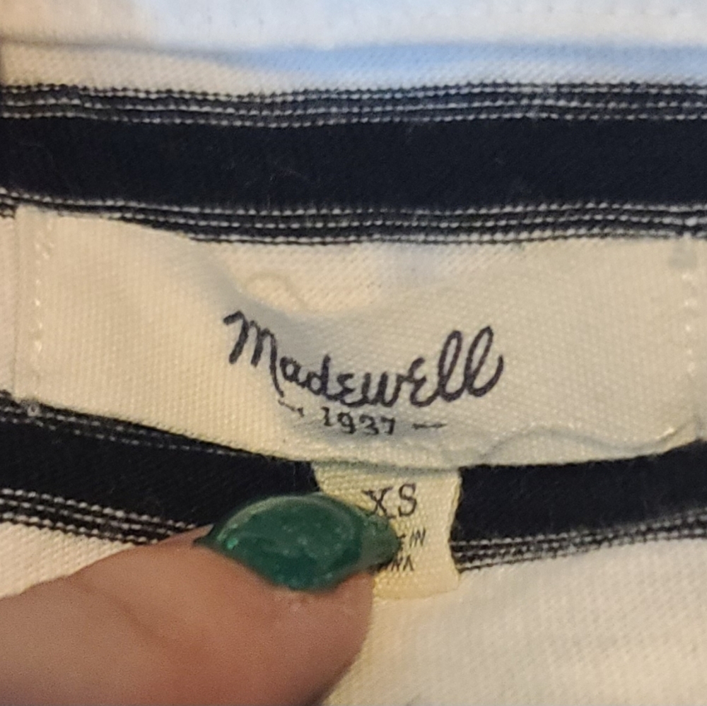 Madewell Cropped Striped Boxy Fitted T-shirt XS - Picture 3 of 3
